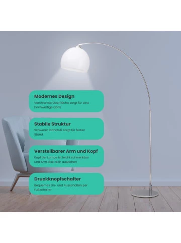 Auslauf 🤩 Stehleuchten Brilliant Bogenstandleuchte 1,7m Vessa 166x30x122 Cm In Chrom/weiß Günstig Kaufen 😀 2 Auslauf 🤩 Stehleuchten Brilliant Bogenstandleuchte 1,7m Vessa 166x30x122 Cm In Chrom/weiß Günstig Kaufen 😀 – Bild 2