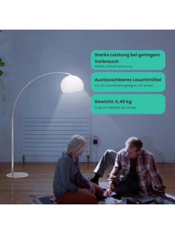 Auslauf 🤩 Stehleuchten Brilliant Bogenstandleuchte 1,7m Vessa 166x30x122 Cm In Chrom/weiß Günstig Kaufen 😀 4 Auslauf 🤩 Stehleuchten Brilliant Bogenstandleuchte 1,7m Vessa 166x30x122 Cm In Chrom/weiß Günstig Kaufen 😀 – Bild 4