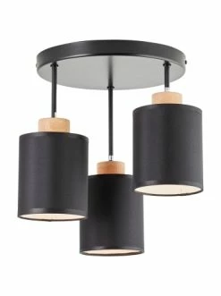 Bestpreis ✨ Decken- & Hängeleuchten Brilliant Deckenrondell, 3-flammig Vonnie ⌀ 30 Cm In Schwarz/holzfarbend Günstig Kaufen 👍