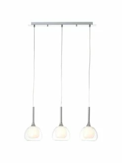 Am billigsten 🥰 Decken- & Hängeleuchten Brilliant Pendelleuchte, 3-flammig Hadan 120x66x16 Cm In Chrom/weiß-transparent Günstig Kaufen 🎁