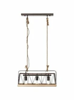 Großhandel 🎁 Decken- & Hängeleuchten Brilliant Pendelleuchte, 3-flammig Narcy 110x59x29 Cm In Burned Steel/holz Günstig Kaufen 😉