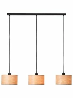 Schlussverkauf ⭐ Decken- & Hängeleuchten Brilliant Pendelleuchte, 3-flammig Romm 120x110x25 Cm In Holz Hell/schwarz Günstig Kaufen 😍