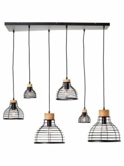 Schlussverkauf 👍 Decken- & Hängeleuchten Brilliant Pendelleuchte, 6-flammig Avia 140x95x35 Cm In Schwarz/holz Günstig Kaufen 🎉