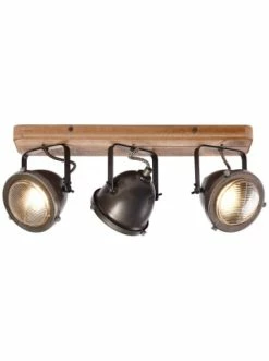 Bestes Angebot ⌛ Wandleuchten Brilliant Spotbalken, 3-flammig Carmen Wood 18,5x43x11,5 Cm In Burned Steel/holz Günstig Kaufen 🥰