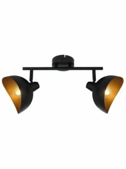 Coupon 🎁 Decken- & Hängeleuchten Brilliant Spotrohr, 2-flammig Layton 23,5x48x24 Cm In Schwarz Matt/gold Günstig Kaufen 🔔