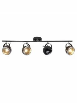 Brandneu 🔥 Decken- & Hängeleuchten Brilliant Spotrohr, 4-flammig, Drehbar Rider 22,5x80x13 Cm In Schwarz Glanz/chrom Günstig Kaufen 👏