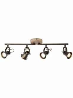 Coupon ❤️ Decken- & Hängeleuchten Brilliant Spotrohr, 4-flammig, Drehbar Seed 18x70x12 Cm In Schwarz Stahl/holz Hell Günstig Kaufen 🛒