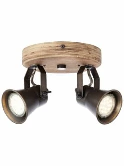 Angebote ✔️ Decken- & Hängeleuchten Brilliant Spotrondell, 2-flammig Seed 13x16x23 Cm In Schwarz Stahl/holz Hell Günstig Kaufen 🔥