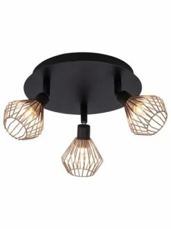 Angebote 🥰 Wandleuchten Brilliant Spotrondell, 3-flammig Dalma ⌀ 22 Cm In Schwarz/kupfer Günstig Kaufen 🧨