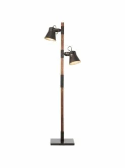 Neu ✔️ Stehleuchten Brilliant Standleuchte, 2-flammig Plow 153,5x51x30 Cm In Schwarz Stahl/holz Günstig Kaufen 🌟