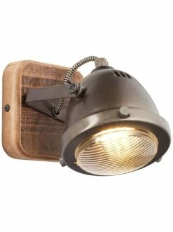Schlussverkauf 👏 Wandleuchten Brilliant Wandspot Carmen Wood 12,5x12x9 Cm In Burned Steel/holz Günstig Kaufen 🥰