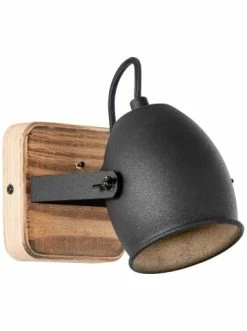Bester Verkauf 😉 Wandleuchten Brilliant Wandspot Crowton 13x12x21 Cm In Kohlenschwarz/holz Günstig Kaufen 👏