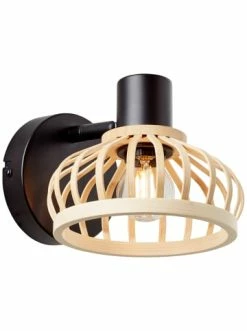 Bester Verkauf 🎉 Wandleuchten Brilliant Wandspot Norah 14,9x15x20,9 Cm In Schwarz/natur Günstig Kaufen 🎉