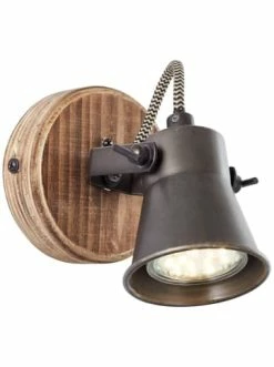 Aktion 😉 Wandleuchten Brilliant Wandspot Seed 13x9,5x11 Cm In Schwarz Stahl/holz Hell Günstig Kaufen 😉